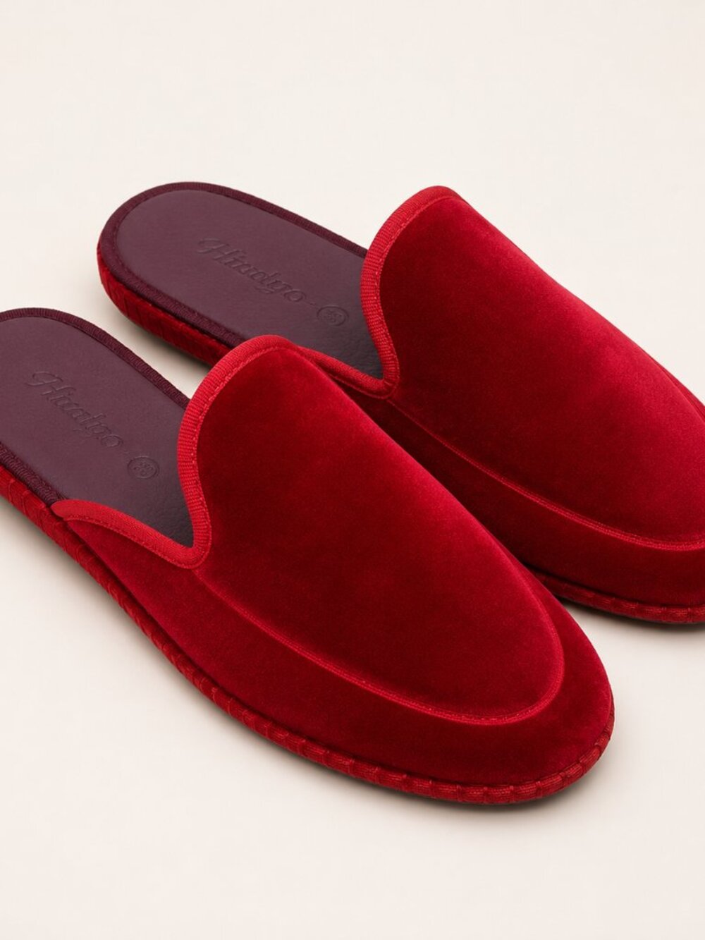 Flabelus Bruna Red Velvet Slippers Size 39 | Women's Mary Jane Flats